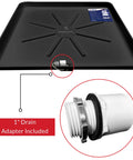 Heavy Duty Washing Machine Drain Pan With One Inch Drain Adapter Included For Leak Proof Floor Protection In Rust Resistant Plastic