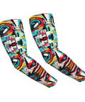 Fresh Ride Out Ice Silk Arm Sleeves Boasting Fly Mechanical Face Prints For Solid Sun Defense And Road Burn Guard Ultra Lightweight Airy Stretch Fit Daily Commuting Cycling Gear featuring vibrant patterns.