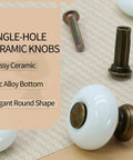 Six Pack White Ceramic Drawer Knobs With Antique Bronze Point And Base Vintage Dresser Knobs Decorative Pull Handles on table