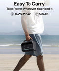 Person carrying Compact 300W Portable Power Station With 192Wh LiFePO4 Battery And 110V AC Outlet on a beach