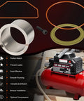 Heavy Duty Air Compressor Cylinder Sleeve And Compression Ring Replacement Kit, fits most major brands, in a workshop setup.