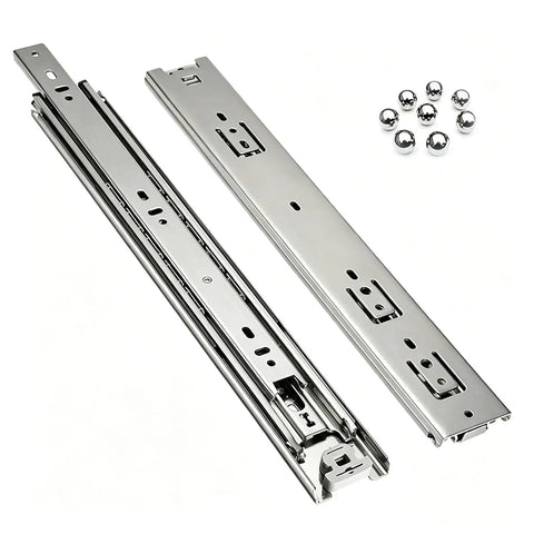 Garage Ready Heavy Duty Drawer Slides Full Extension Ball Bearing Rails Side Mount Cabinet Runners For Workbenches 58 Inch showing steel structure.