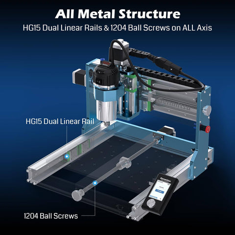 Beefy Ultra CNC Router Machine For Metal With 710W Spindle All Metal Frame 0.03mm Precision Dual Linear Guides And Ball Screws