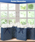 Four Pack 9 Inch Gift Bags In Premium Blue With Tissue Paper Medium Size 7x4x9 Inches Great For Birthdays Baby Showers