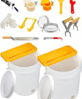 All In One Honey Extractor Kit And Harvest Gear For Easy Harvesting With 2 5 Gallon Buckets, tools, and accessories.