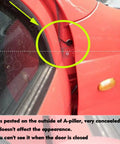 Shkalacar digital thermometer and clock car gauge; small round black sensor mounted on outside of the A-pillar near door