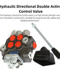 Beefed Up Two Spool Hydraulic Directional Control Valve With 11 GPM Flow, BSPP Ports, 3600 PSI Adjustable Relief, Double Acting Lever Handle