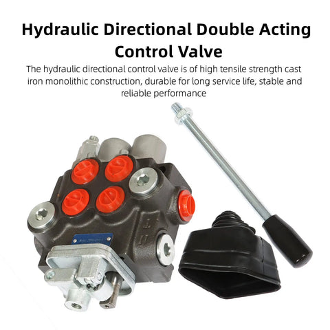Beefed Up Two Spool Hydraulic Directional Control Valve With 11 GPM Flow, BSPP Ports, 3600 PSI Adjustable Relief, Double Acting Lever Handle