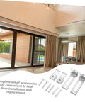 Image of 1Set Bifold Door Hardware Kit for Sliding Doors With Roller Replacement Parts and Durable Track System laid out in a room.