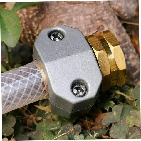 Ditch That Leaking Hose With This Super Solid Garden Hose Repair Kit Featuring Tough Aluminum Alloy Connectors Quick Release Fittings And Durable Weatherproof Adapters To Fix Your Lawn Sprinkler Setup In A Flash. Aluminum hose repair connector on clear hose outdoors