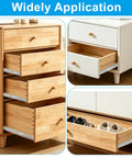 One Pair 14 Inch White Drawer Slides Heavy Duty Cold Rolled Steel Cabinet Tracks With Nylon Rollers in a wooden dresser.