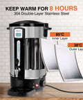 Commercial Coffee Urn 50 Cup 12L Stainless Steel Heavy Duty Coffee Maker with temperature display and double-layer design
