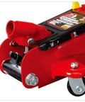 Heavy Duty Hydraulic Floor Jack 2 Ton Trolley Jack With 4000 Lb Capacity, Safety Overload System, Built To Last Durable Steel Construction, Red Finish For Home Garage Or Auto Shop Use, side view