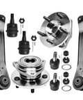 8 Piece Front End Suspension Kit For Jeep Cherokee Comanche Grand Cherokee And Wrangler Includes 2 Front Wheel Bearing Hubs