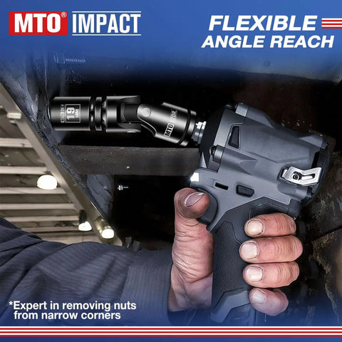 Universal Joint Socket Set For Any Angle With Half Inch Drive Swivel Adapters CR V Steel Construction in use under car frame