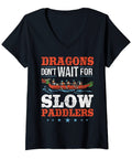 Dragon Boat Racer Tee For Women Who Live For Dragon Boating Action Lightweight V-Neck Shirt For Dragon Boat Racing Fans Black