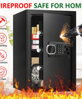 Beefy 3.4 Cu Ft Water And Fireproof Home Safe With Digital Keypad And Back Up Key Dual Anti Pry Locking System, demonstration of fire resistance