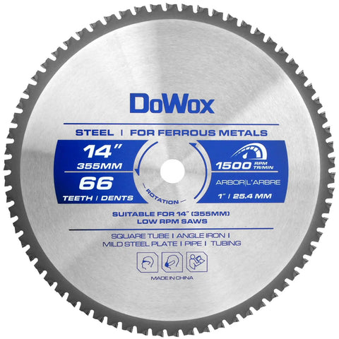 14 Inch Metal Cutting Saw Blade With 66 Tooth For Heavy Duty Chop Saws 1 Inch Arbor 2.6 mm Thin Kerf For Clean Finish Up To 1500 RPM