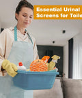 Fresh Scent Urinal Screen Deodorizer With Easy Fit Design For Odor Busting In Restrooms, Orange Scent, held by person in apron