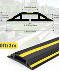 Cross-section and length view of 10 Ft Floor Cable Cover Protector Heavy Duty PVC Duct Easy To Unroll No Fuss Hide Cables