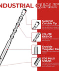 Keewaki SDS Plus rotary hammer drill bit set, 10-piece, 3/16 x 6 in, carbide-tipped, SDS shank