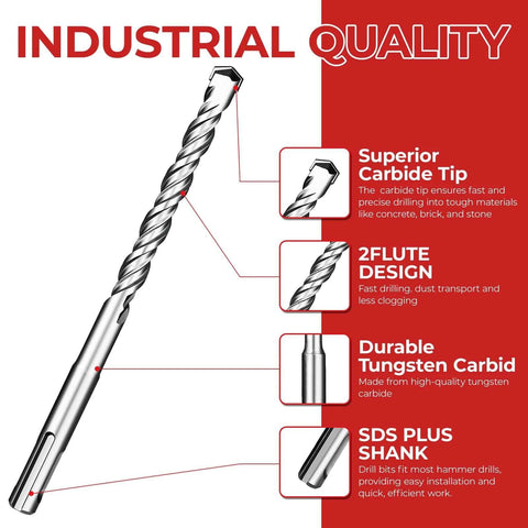 Keewaki SDS Plus rotary hammer drill bit set, 10-piece, 3/16 x 6 in, carbide-tipped, SDS shank