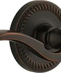 Newport Rosette Left Hand Bellagio Lever Passage Door Lever Set Backset Two And Three Eighths Inch Timeless Bronze Finish