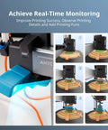 Kobra 3D Printer Camera for Real Time Remote Video Monitoring and Ultra Clear Live View with Easy Setup on printer frame.