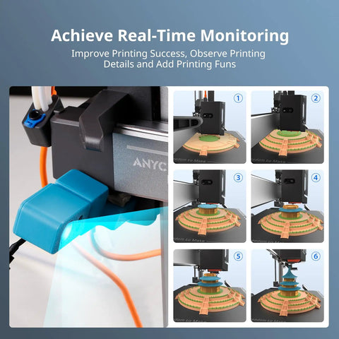 Kobra 3D Printer Camera for Real Time Remote Video Monitoring and Ultra Clear Live View with Easy Setup on printer frame.