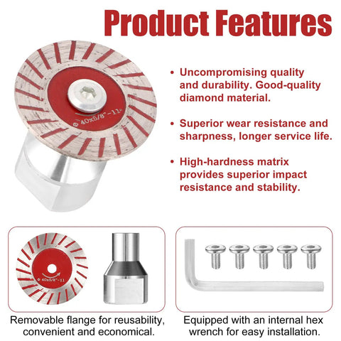 12 Pack 1.57 Inch Mini Diamond Saw Blades Set For Angle Grinder With Screws Hex Wrench And Removable Flange, 40mm blade