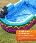 Epic 19 Foot Level Up Water Slide With Detachable Deep Pool For Kids And Adults With Blower Commercial Grade Outdoor Inflatable Wet And Dry Slide For Summer Fun And Rental Quality, showing the detachable pool section on grass.