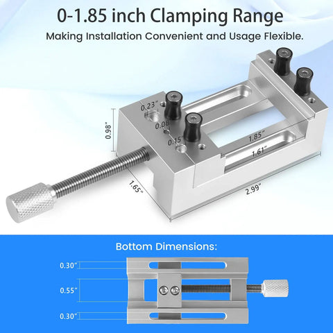 Rock Solid Mini Drill Press Vise With Aluminum Body High Precision Clamp From 0 To 1.85 Inch For Crafts Jewelry Making Modeling Repairs Hobbies Watches Small Electronics And Micro Fabrication, 0-1.85 in clamping range