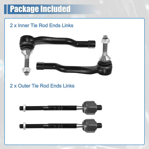 Front Inner And Outer Tie Rod End Links Kit 4 Piece For Ford Edge 2015 to 2018 Fusion 2013 to 2017 Lincoln MKZ 2013 to 2017 MKX 2016 to 2018 OE ES801109 ES801110 EV801122, 4-piece steering parts