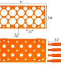 Orange Six Pack 28 Well Test Tube Rack For Lab Use Detachable Plastic Stand dimensions and connectors shown