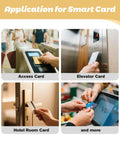 People using 100 Pcs Smart RFID Cards 1K 13.56 MHz ISO 14443A M1 Printable Blank for access control and hotel key systems.