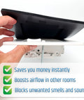 Person holding Magnetic Vent Covers Three Pack That Will Not Fall Off Upgraded Design For Sealing Floor Wall And Ceiling Registers