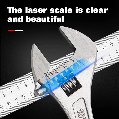 8 Inch Adjustable Wrench Pro Cr V Forged with Anti Slip Grip Crescent Style Hand Tool measuring on ruler