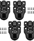 4 Pack Black Toggle Hasp Latch Hardware with Screws, Duckbilled Box Locks for Cabinets, Guitar Cases, Chests, Jewelry Boxes, and Wooden Boxes