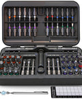 68 In 1 Magnetic Ratcheting Screwdriver Kit with detachable T handle, bits, magnetic pad, and pickup tool in open case
