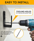 Beefed Up Door Barricade Brackets For 2x4 Lumber Steel U Brackets With Drop Open Bar Holder being installed with a drill
