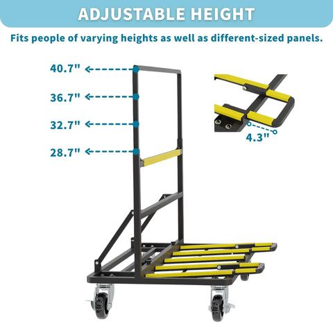 Heavy Duty Folding Drywall Cart Dolly Beast With 1800 Lbs Capacity For Job Sites Handling Heavy Stuff Like Plywood Lumber Glass Plus Reinforced Steel Frame Welded Joints And Adjustable Handle Height For Easy Maneuvering On Any Floor Type. Adjustable steel drywall cart with 28.7 to 40.7 in height