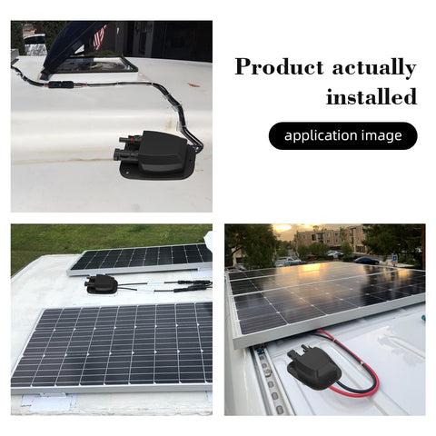 Weatherproof Solar Entry Gland for RV Roof Through Roof Entry Housing with 10AWG Solar Extension Cable installed on RV roof