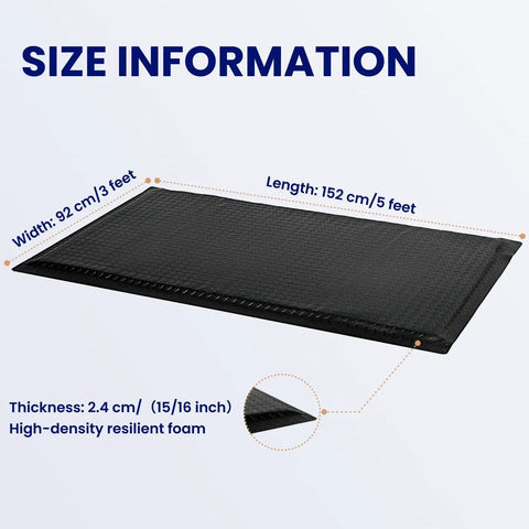 Industrial Grade Anti Fatigue Mat For Standing Comfort All Day 3x5 Ft Thick 15/16 Inch Ergonomic Floor Mat with size details