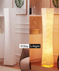 Tall Dimmable Floor Lamp With White Fabric Shade 64 Inch Standing Light Two 12W LED Bulbs 3 Brightness Levels Cozy Vibe 2700K