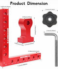 Beefy 90 Degree Positioning Squares Right Angle Clamps Corner Clamp Set with dimensions, CNC machined aluminum, 7.1 inch size