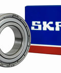 2 Pack 6005-2Z Deep Groove Ball Bearings 25x47x12mm with dual metal seals, chrome steel, ideal for machinery and motors, next to box