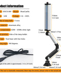 Heavy Duty Shop Light With Long Arm For CNC Lathe And Drill Table 120V 16W IP66 Waterproof Aluminum LED Work Lamp With 80 LEDs