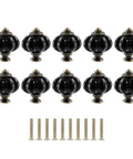 Pumpkin Ceramic Cabinet Knobs Set For Black Vintage Drawer Pulls With Mounting Screws 10 Pc Dresser Hardware displayed
