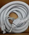 Boxed 35 Foot Electric Central Vacuum Hose With 1.5 Inch Wall End Cuff, 8 Foot Pigtail, Grey and Silver Lightweight Tube