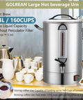 Heavy Duty 24L Commercial Coffee Urn With Quick Brew Dispenser For Catering And Events, 160 Cup Capacity Stainless Steel